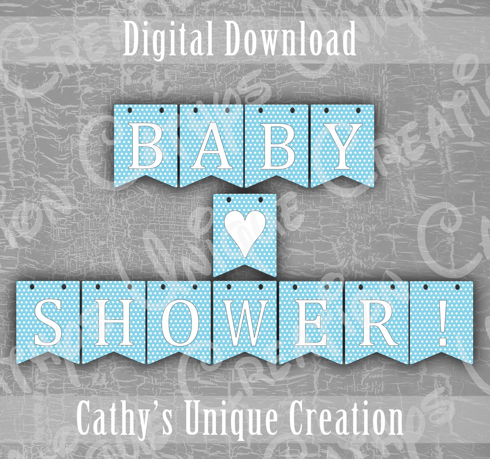 Boy Baby Shower Banner Blue Polka Dots Baby Boy Shower Etsy