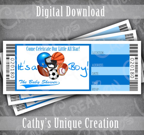 all star baby boy shower invitation tickets sports ticket etsy