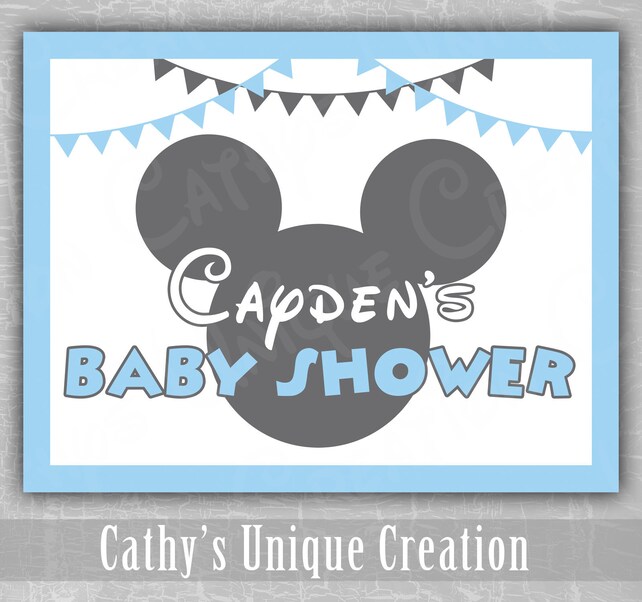 Mickey Mouse Baby Shower Sign Blue 1st Birthday Party Clubhouse