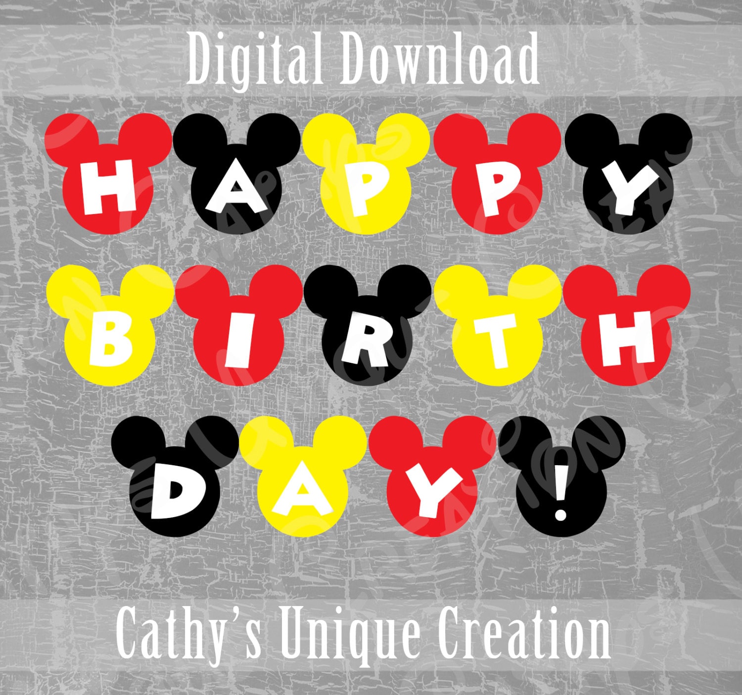 Happy Birthday Banner Disney Birthday Mickey Mouse Kids | Etsy