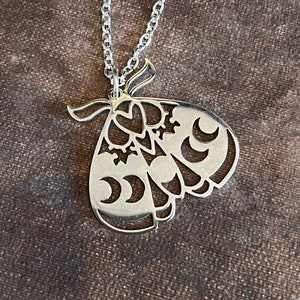 Moon Moth Pendant Necklace, Gothic Boho Jewellery