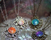 mermaid scale filigree steampunk pendant necklace, choice of colours, bridesmaid gift