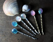 mermaid dragon scale fantasy hair pins, various colours, wedding, bridesmaid, costume