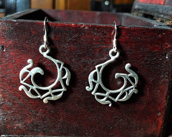 Silver Tribal Swirl Celtic Style Earrings