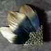 valkyrie black and gold or silver and gold tipped steampunk feather headpiece, gothic hair clip