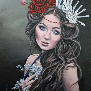 persephone, fantasy lowbrow fine art print, gothic myhtology, female portrait