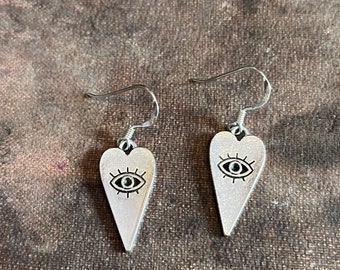 Evil Eye Heart Spooky Earrings