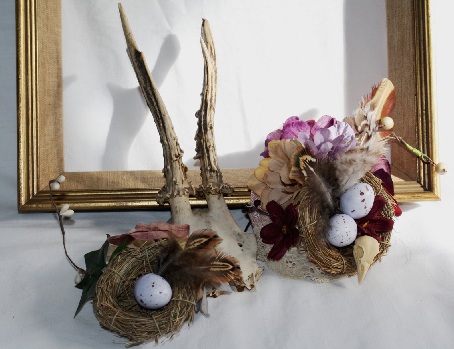 Custom Bird Nest and Flower Fascinator, Steampunk Hair Clip, Alternative Wedding Through a Hedge