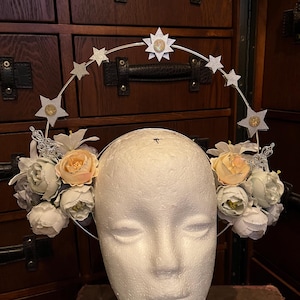 Art Nouveau Mucha Flower and Stars Crown Headpiece
