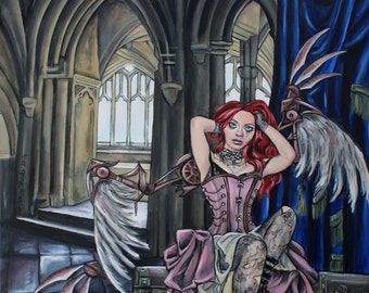 broken steampunk gothic faery fairy illustration fine art print