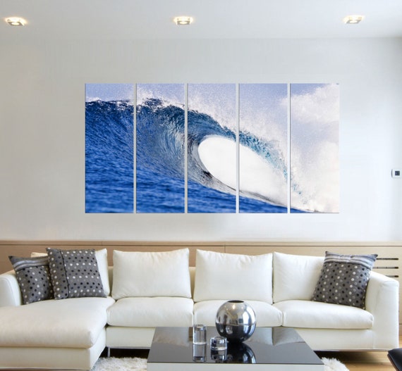 Surf S Up Art Of The Ocean Waves High Def Large Wall Art 5pcs Panoramic Scene