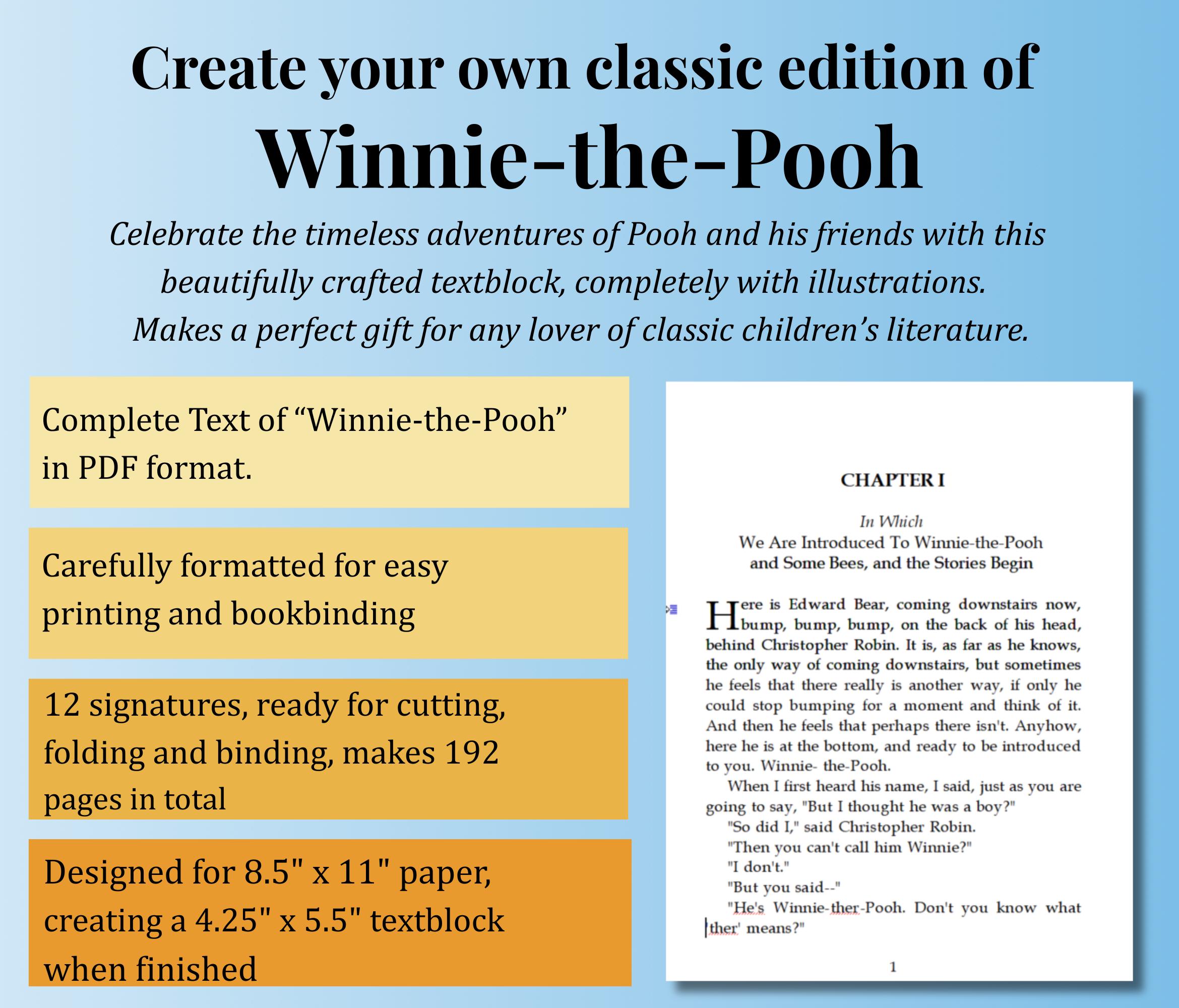 Winnie-the-pooh – Printable Bookbinding Textblock, PDF Download, Pocket ...