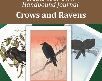 Crow & Raven Art Printable Journal Pages | PDF Bookbinding Signatures | Vintage Naturalist Illustrations
