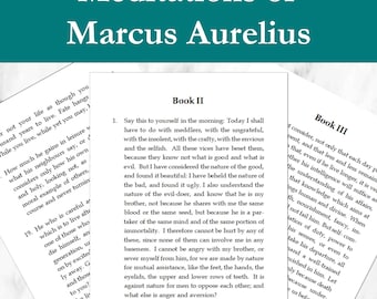 Meditations of Marcus Aurelius - Stoic Philosophy, Printable Bookbinding Textblock, PDF Download,  (Includes Bookbinding Checklist)