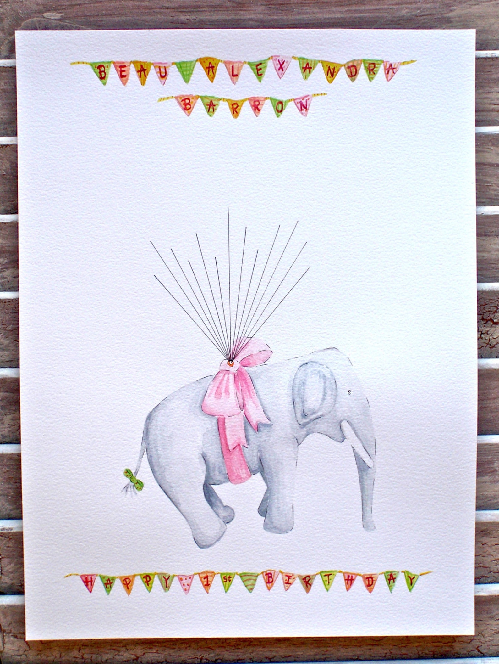 Large Hand Painted Fingerprint Guest book Floating Elephant Etsy