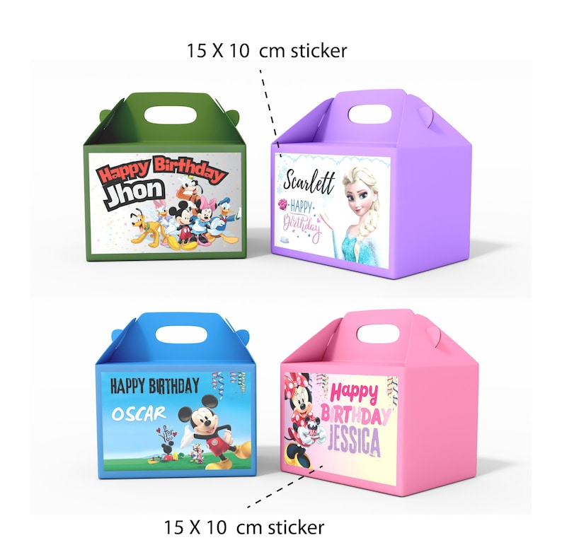 Party Box Sticker Design Personalized Birthday Box Stickers: 15 Editable Canva Templates ...
