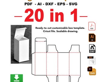 Plantilla de corte para caja de regalo: 20 diseños personalizables (descarga digital)