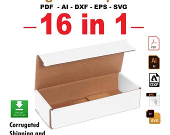 16 Universal Cardboard Box Templates: SVG DXF PDF (Digital Download)