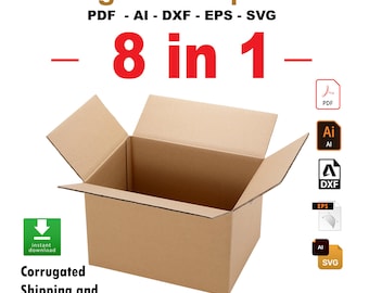Corrugated Box Template: 8 Sizes, SVG DXF PDF (Digital Download)