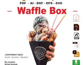 Waffle Cone Box Template, Cut & Assemble (Digital Download)