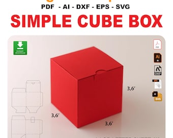 Plantilla de caja de regalo cúbica: archivos SVG, DXF y PDF