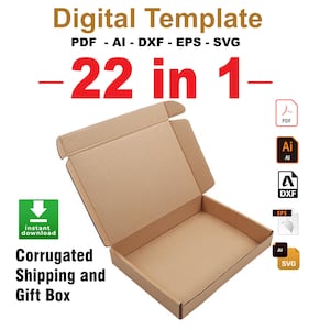 22 plantillas de cajas de cartón universales, cajas de regalo, cajas de envío, descarga de plantillas digitales, SVG, DXF, PDF, Cricut, Silhouette
