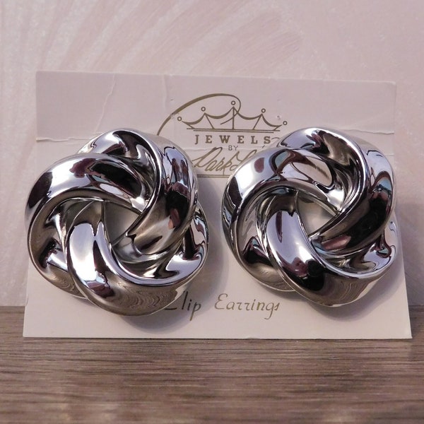 Jewels by Park Lane Big Silver Circle Clip On Earrings Statement