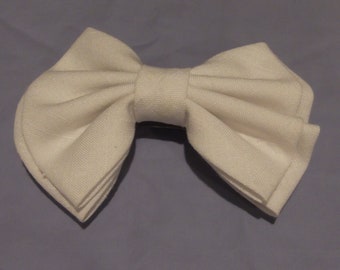 80s White Linen Bow Barrette