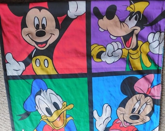 Mickey Minnie Goofy Donald Bright Color Block Twin Flat Sheet Disney