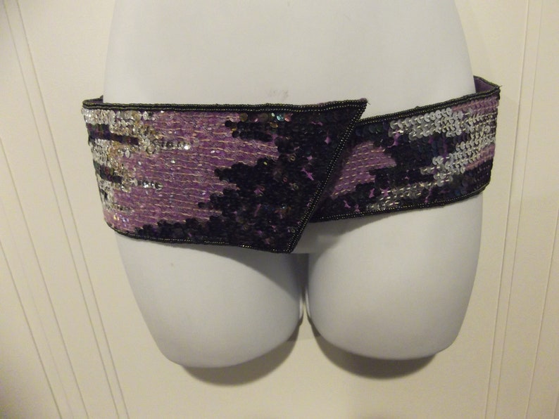 Shades of Purple Sequin and Seed Bead Belt