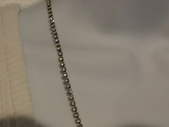 Rhinestone Chain Necklace Thin Clear Stones Prong… - image 3