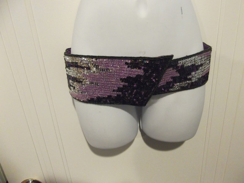 Shades of Purple Sequin and Seed Bead Belt