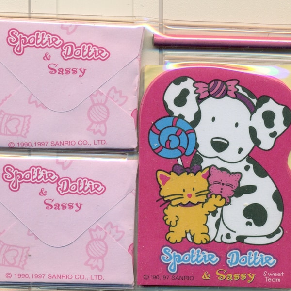 Spottie Dottie & Sassy Sweet Treats Mini Notepaper Set Pencil Stickers Pad Evelopes Rare Never Used Stationery Set