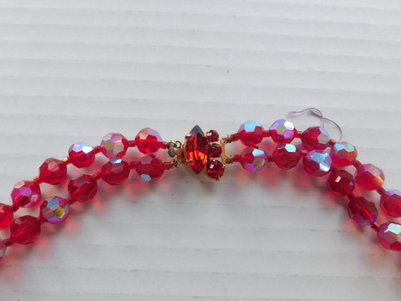 Red Aurora Borealis Double Strand Necklace Sparkl… - image 7