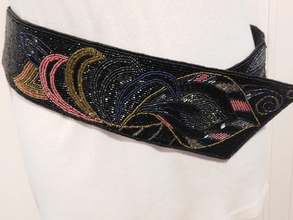 Vintage Christian Dior Ceintures Beaded Belt Vintage Christian Dior Ceintures Stretch Cummerbund Beaded  main image 3