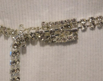 Vintage Rhinestone Belt Clear Stones Gold Tone Mesh  display picture 1