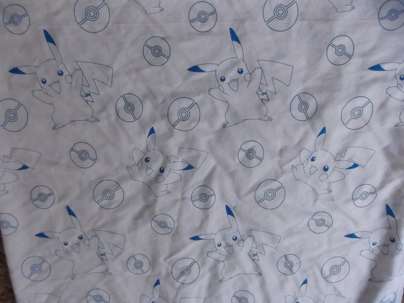 Pikachu and Poke Ball White and Blue Twin Flat Sheet