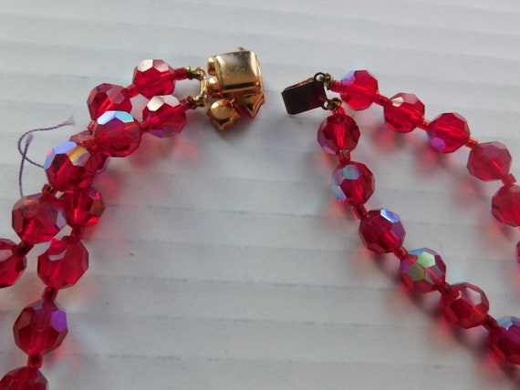 Red Aurora Borealis Double Strand Necklace Sparkl… - image 6