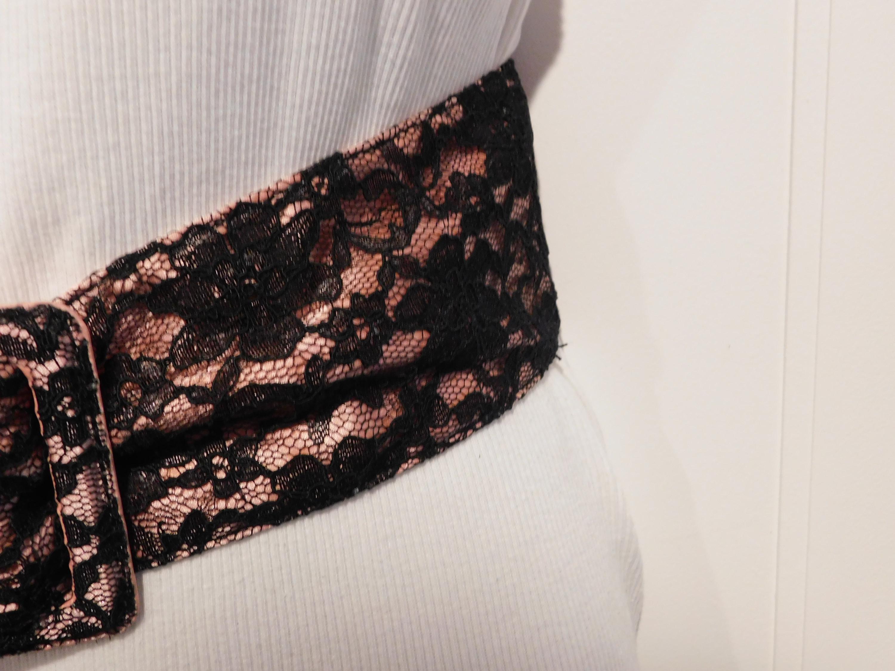 Arden B Wide Belt Black Elastic Lace Belt Multi-Colored Beads Jewels M/Large AB6 Belt- 1.75 main image 3