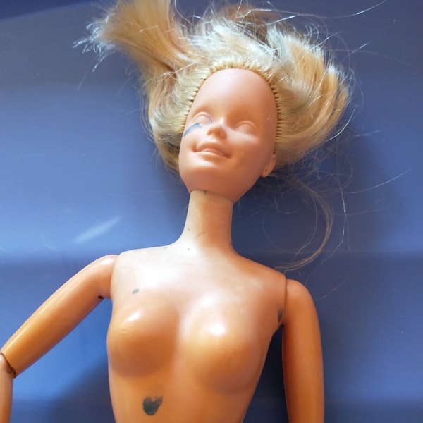 Weird Barbie Doll  DIY Articulated Arms and Legs Used Played With Blonde Two Tone