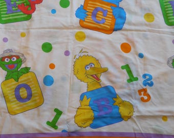 Vintage Sesame Street Twin Flat Sheet: Elmo, Big Bird, Cookie Monster