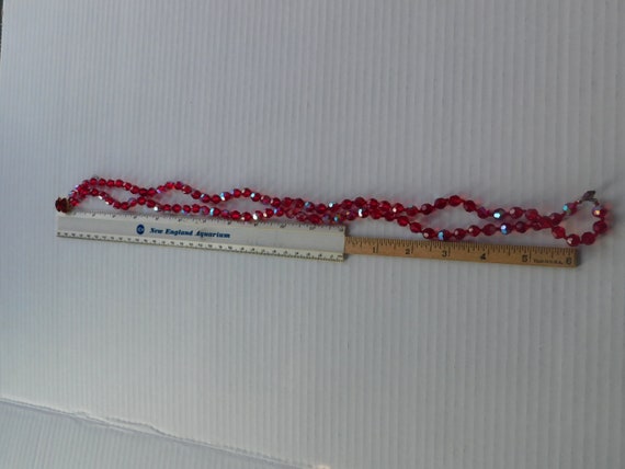 Red Aurora Borealis Double Strand Necklace Sparkl… - image 5