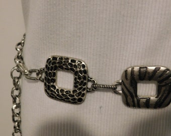 Silver and pewter with jewel center chain belt Tribal Old Silver Belt Vintage Antique Belly Chain Body  main image 2