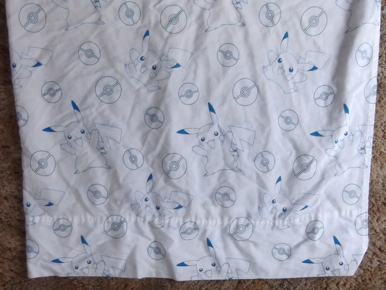 Pikachu and Poke Ball White and Blue Twin Flat Sheet
