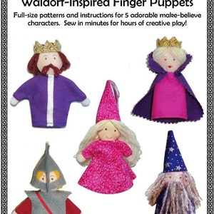 Royal Court Finger Puppets PDF naaipatroon afbeelding 1