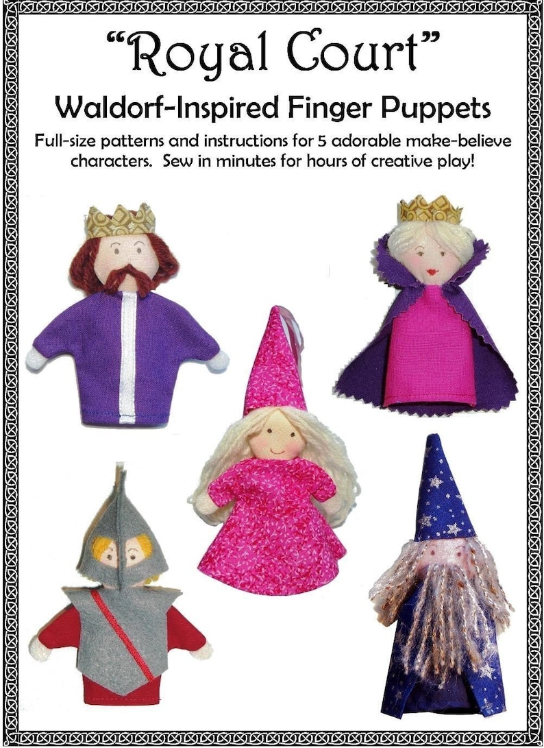 Royal Court Finger Puppets PDF naaipatroon afbeelding 1