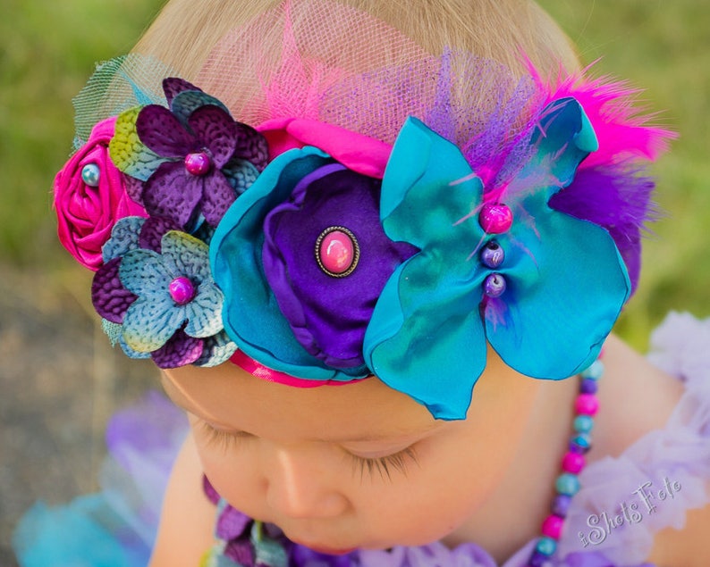 Rhinestone Pearls Purple Hot Pink Fairy Butterfly Wings Costume First Birthday Outfit Baby Girl Turquoise Glitter Wand Headband Antennae