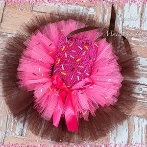 Cupcake Donut Cake Smash Tutu Outfit Dress, Layered with Sprinkles, neon hot fuchsia, glitter, Party Costume, half birthday 6 month photos