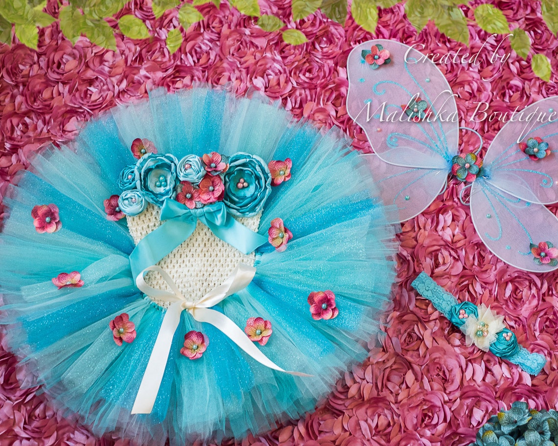 Baby Girl Cake Smash Outfit Tutu Crochet Top Set Turquoise Etsy