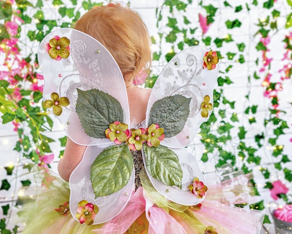 green emerald velvet dress Joanna Fairy Costume–Dress and Wings Set (orange)-Role-Play for Childr –  Speedy Monkey LLC main image 1